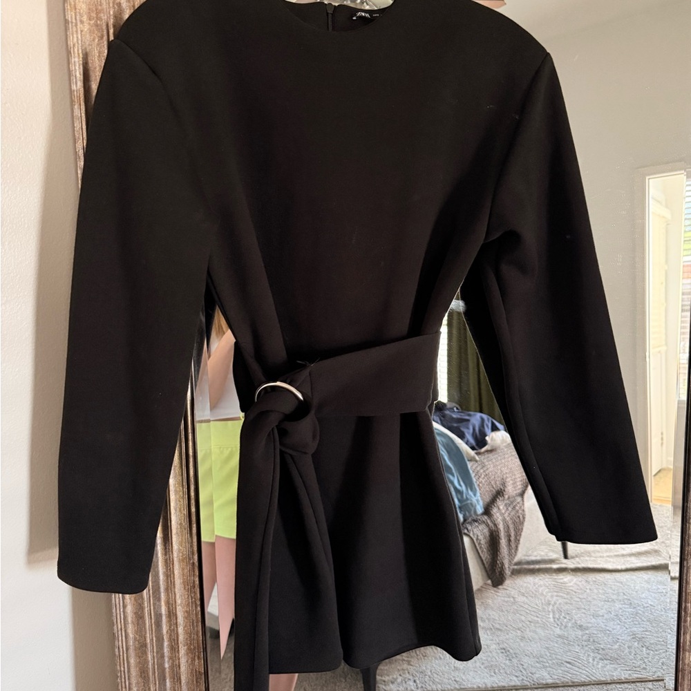 Zara Black Belted Dress